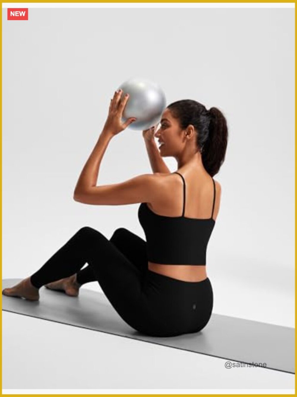 Smooth Scoop Neck Crop Tank Top Longline Workout Sports Bra Padded Yoga - Picture 5 of 7